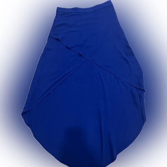 Cobalt Blue High-Low Asymmetrical Wrap Maxi Skirt for Casual Wear - Picture 5 of 9